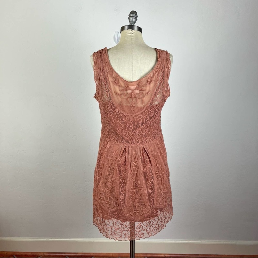 Anthropologie Dusty Rose Lace Midi Dress - Picture 6 of 8